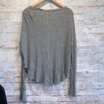 Anthropologie Saturday Sunday Anthro v neck raw hem thermal waffle knit S pullover grey top Photo 4