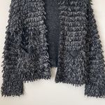 The Great  Black Metallic Loop Knit Open Front Cardigan Size: 1 Photo 1