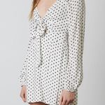Cotton Candy LA Polka Dot Tie Front Mini Dress In White - M Photo 1