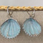 Seashell Earrings Distressed Aqua/Silver Photo 1