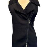 Cache  Black 2 WAY Diagonal Rhinestone ZIPPER Rib Knit Top Wayne Rogers Photo 0