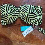 Seafolly  Australia‎ Twist Bandeau Bikini Top Geometric Green Neon Black Size 10 Photo 0