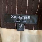 Larry Levine  Signature Striped Brown White Sz 14 Fitted Blazer Photo 11