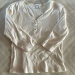 Dress Barn Women’s Ivory V Neck Button Ribbed Top Photo 0