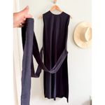 DÔEN | DOEN | Market Raw Silk Wrap Dress in Deep Ink | Sz S Black Photo 4