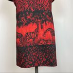 Vintage African Savanna Jacket Short Sleeve Open Shirt Animal Print Red Black Size 12P Photo 7