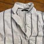 ZARA  Striped V Neck Long Sleeve Tunic Shirt Women M White Navy Blue Photo 1