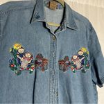 That’s My Size Denim Short Sleeve Button Up Embroidered Bear Americana Shirt 18W Blue Photo 2
