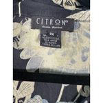 Citron Santa Monica Textured Silk Butterfly Floral Button Blouse Size 3X Black Photo 4