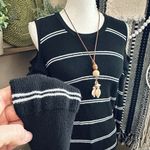 Jack by BB Dakota  Black/White Striped Cozy Ruffle Cold Shoulder Sweater Photo 5