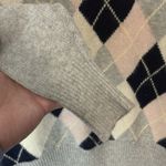 Liz Claiborne Vintage Women’s Argyle Sweater Lambs Wool Angora Cream Gray Pink Mockneck Preppy Photo 3