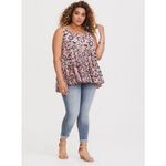 Torrid  Plus Size 3X Top Pink Floral Lace-Up Chiffon Tank Swing Oversized‎ 993 Photo 1
