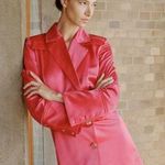 AJE Echo Mini Shirt Dress in Hot Pink Satin NEW Size 2 Photo 1