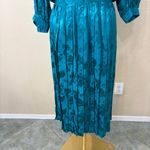 VTG 80s Argenti 100% Silk Teal Pleated Midi Dress Peasant Cottagecore Sz 10 EUC Blue Photo 4