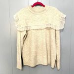 ZARA Cream Oatmeal Square Collar Combination Organza Knit Thick Chic Sweater M Photo 1