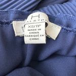 H by Halston Long Sleeve Bateau Ribbed Chiffon Navy Shift Dress Size XS Photo 8