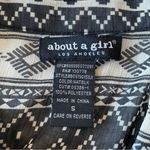 About A Girl  Juniors Black & White Chiffon Aztec Print Henley Top Small Photo 6