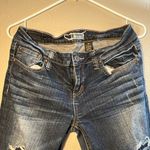 Y2K Soundgirl Blue Straight Leg Jeans Vintage Distressed SZ 9 Ripped Dark Wash Photo 1