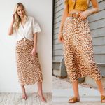 Free People  Leopard Print Midi Skirt US 4 Fall‎ Slip Lightweight Photo 1