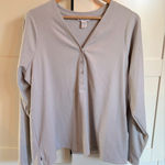 Athleta  Ribbed Uptemp Henley in Gray Size 3X Casual Athletic Cabincore Photo 0