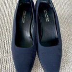 Vtg Villager Liz Claiborne Navy Blue Fabric Block Heel Square Toe Pumps Sz 9.5 Photo 0