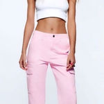 ZARA  bubblegum pink cargo jeans 6 Photo 0