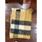 Max Studio Oversized Plaid Blanket Scarf Wrap Shawl Fringe Yellow Black Cream Photo 7