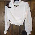 Elliatt  Tie Neck Bow One Shoulder Blouse Photo 0