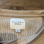 ALLFENIX Oatmeal Ribbed Drawstring Front Cropped Sweater Size Small EUC Tan Photo 2