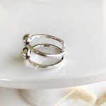 Boutique Smiley Face Heart Double Band Silver Ring Photo 3