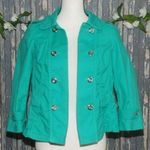 White House | Black Market Green Pea Coat Jacket Size 0 3/4 Sleeve Pockets Photo 0