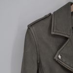 IRO Ashville Lamb Leather Moto Jacket Gray Women's 36 S Cropped Biker Zip Sleeve Photo 3