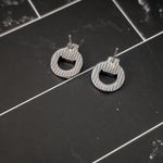 Grey & Dark Silver Tone Small Stud Earrings Photo 2