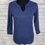 Joe Fresh stripe v-cut 3/4 sleeve top blue sz LG women Photo 0