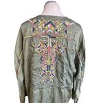 Jessica Simpson Finn Embroidered Draped Trench Jacket in Olive Green Size 1X Photo 5