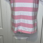 Ralph Lauren Lauren Pink and White Horizontal Striped Polo Shirt Medium Photo 3