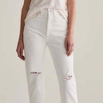 AGOLDE  90's Mid Rise White Denim Loose Fit Distressed Jeans in Enamel 28‎ Photo 0