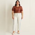 Ann Taylor LOFT Size 8 White Jeans with Light Blue Stripes Photo 2