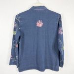 Jane Ashley  Medium Petite Top Shacket Beaded Denim Blue Embroidered‎ Button 1480 Photo 1