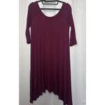 Aiden Y Women's Small Maroon 3/4 Sleeve Sharkbite Hem Round Neck Dress NWT Photo 2