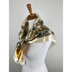 Ivory Gold Paisley Floral Satin Scarf Square Retro Boho Lightweight Wrap Yellow Photo 6