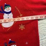 Crystal Kobe Christmas Sweater Snowman Skiing Button Cardigan Holiday Medium Red Photo 3