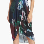 Nordstrom Chelsea 28 Faux Tulip Wrap Dress Abstract Art 8 Blue Blouson Strappy Photo 0