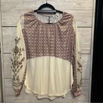 BKE Gimmicks  Raw Edge Pieced Top in Creme Multi BOHO Peasant Prairie Sz S Photo 3