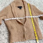 EXPRESS  Mohair Wool Tan Short Sleeve Cropped Cowl Neck Knit Cardigan Sweater S Photo 6
