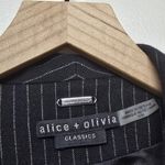 Alice + Olivia Womens Kylie Black Pinstrip Knit Blazer Sz M Elastic Drawstring Photo 5