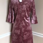 Vanity Room Mauve Floral Velvet Bell Sleeve Dress Pink Size M Photo 3