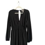 Anthropologie Anthro Hutch Black Long Sleeve Jumpsuit M Smocked Waist Wide Leg Dressy Outfit Photo 5