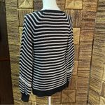 Loft -black & white striped sweater, balloon sleeves w/white knit accent size S Photo 3