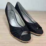 Naturalizer Cute  Black Knot Peep-Toe Wedges 8 Wide Jute Heel Photo 0